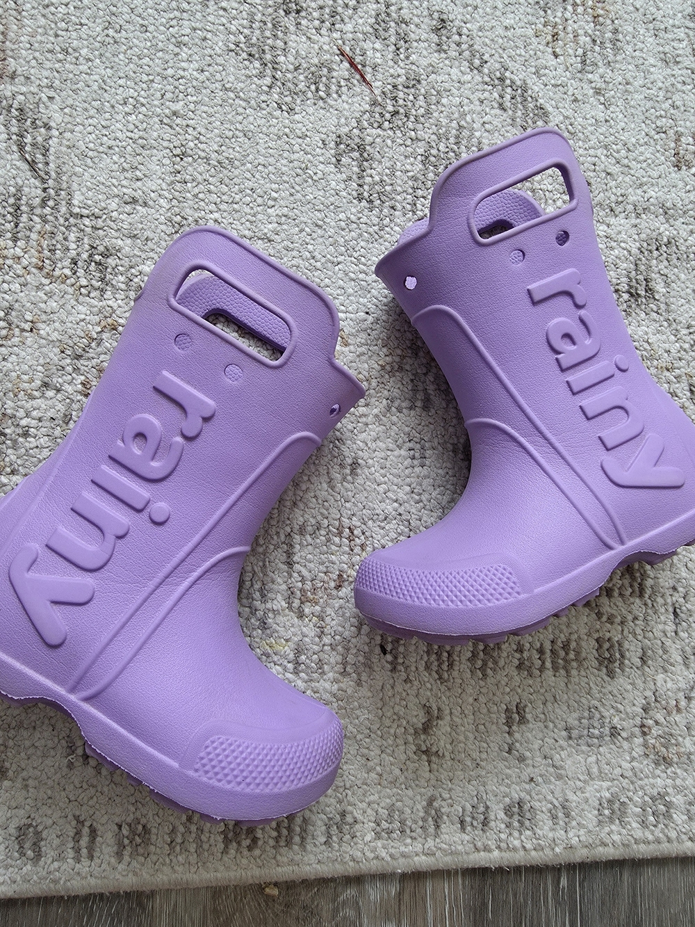 Rainy Kids Waterproof Handle Rain Boots — Lavender